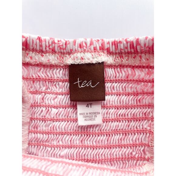 Girls Tea Collection Coral and White Floral Cotton Dress Size 4T - Picture 2 of 4